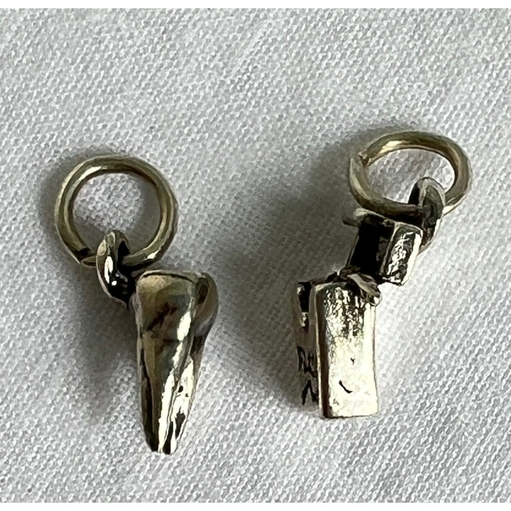 Pair of Sm. Sterling Silver 925 Tooth & Dental Floss Charms Hygenist Dentist .5" - Picture 4 of 4
